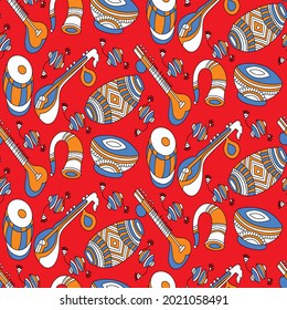 Kalamkari Nahtlose Muster für Hintergrund und Druck auf Stoff, Kalamkari nahtlos, Kalamkari.