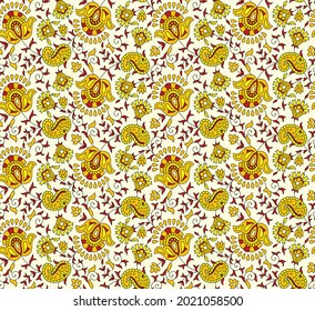 kalamkari Seamless Pattern For Back ground And Printing on Fabric, kalamkari Seamless, kalamkari.