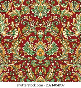 kalamkari Seamless Pattern For Back ground And Printing on Fabric, kalamkari Seamless, Paisley kalamkari, Paisley