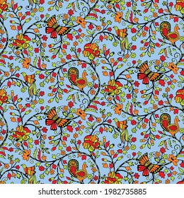 Patrones Sin Margen Kalamkari Para El Fondo O La Impresión En Tela