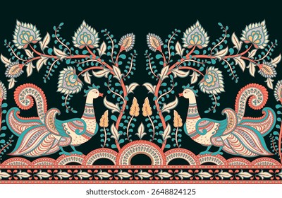 Kalamkari Traditional Vector Seamless Design