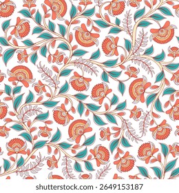 Kalamkari Traditional Vector Seamless Pattern Designs