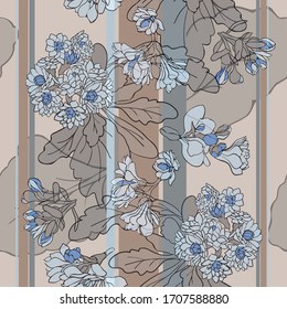 Kalanchoe. Salgas. Vegetación. Flor. Patrón vectorial sin problemas con flores, líneas y geometría. Dibujo manual.