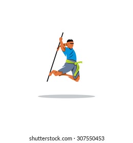 Kalaripayattu Indian martial art sign. Vector Illustration. Branding Identity Corporate logo design template Isolated on a white background