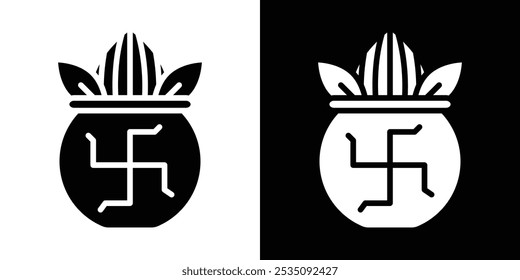 Kalash mit Kokosnuss Symbol lineares Logo einzeln