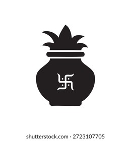 Icono de Ilustración vectorial Kalash, perfecto para diseños religiosos hindúes, decoraciones de festivales, obras de arte de bodas, gráficos espirituales, proyectos culturales e ilustraciones tradicionales de temática ceremonial.