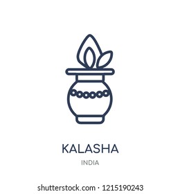 Kalasha icon. Kalasha linear symbol design from India collection. Simple outline element vector illustration on white background.