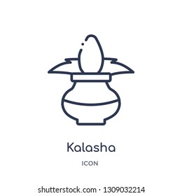 kalasha icon from religion outline collection. Thin line kalasha icon isolated on white background.