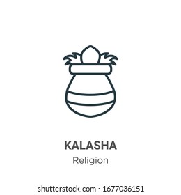 Kalasha outline vector icon. Thin line black kalasha icon, flat vector simple element illustration from editable religion concept isolated stroke on white background