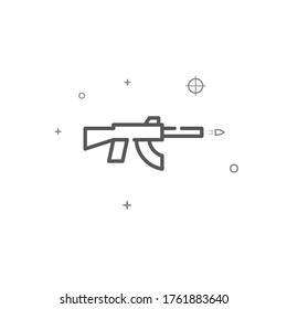 Fusil de asalto Kalashnikov icono simple de línea vectorial. Símbolo de armas, pictograma, signo. Fondo claro. Trazo editable. Ajustar el peso de la línea.