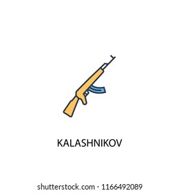 Kalashnikov concept 2 colored line icon. Simple yellow and blue element illustration. Kalashnikov concept outline symbol design from Russia set