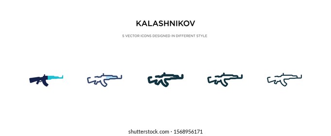 kalashnikov icon in different style vector illustration. two colored and black kalashnikov vector icons designed in filled, outline, line and stroke style can be used for web, mobile, ui