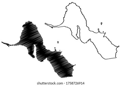 Kalawao County, Hawaii (U.S. county, United States of America, USA, U.S., US, island, archipelago) map vector illustration, scribble sketch Kalaupapa or Makanalua Peninsula map