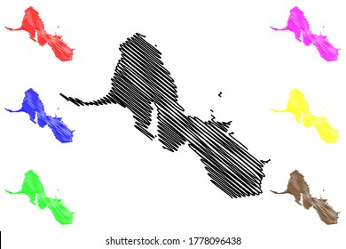 Kalawao County, Hawaii (U.S. county, United States of America, USA, U.S., US, island, archipelago) map vector illustration, scribble sketch Kalaupapa or Makanalua Peninsula map