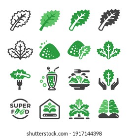 kale icon set, vector illustrations