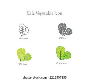 kale Vegetable Line, Fill, Flat and Color Icon fresh, natural, Organic, healthy, nutrition, vegetarian food vector Icon set Illustration