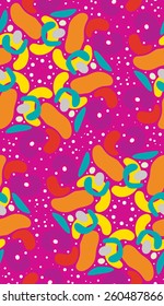Kaleidescope pattern in saturated color in seamless background