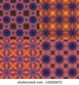 Kaleidoscope abstract colorful patterns set