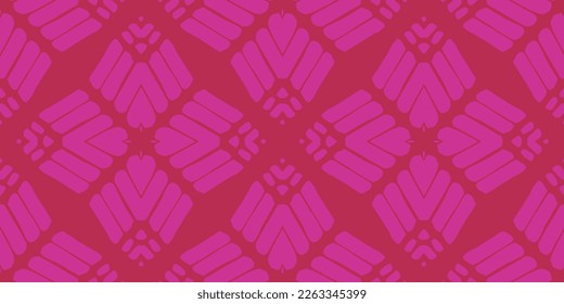 Kaleidoscope Abstract Pattern. Geometry Pattern. Ceramic Floral Tile. Vector Seamless Wallpaper. Magenta Bohemian Ethnic Boho Print. Pink Artistic Psychedelic Geo. Decorative Ethnic Print.