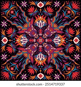 kaleidoscope animal blackbuck artistic tile repeat illustration background wallpaper seamless pattern repeat print textile fabric vector artwork