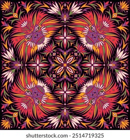 kaleidoscope animal Golden Langur beautiful artistic tile repeat illustration background wallpaper seamless pattern repeat print textile fabric vector artwork