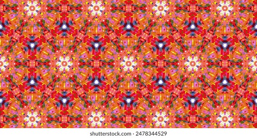 Kaleidoskop Hintergrund, abstraktes Mandala. Schönes buntes Kaleidoskop nahtloses Muster. Nahtlose Kaleidoskop-Textur, einzigartiges Design voller Farben.