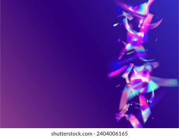 Kaleidoscope Background. Holiday Art. Carnival Tinsel. Digital Foil. Disco Abstract Wallpaper. Neon Sparkles. Blue Laser Confetti. Retro Flyer. Purple Kaleidoscope Background
