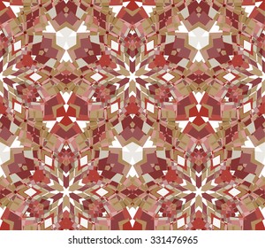 Kaleidoscope background. Seamless pattern composed of color abstract elements on white background. Useful as design element for texture, pattern and artistic compositions. Vector illustration.