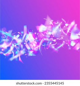 Kaleidoscope Background. Transparent Effect. Festive Art. Purple Shiny Confetti. Laser Vaporwave Template. Birthday Sparkles. Party Flare. Flying Foil. Blue Kaleidoscope Background
