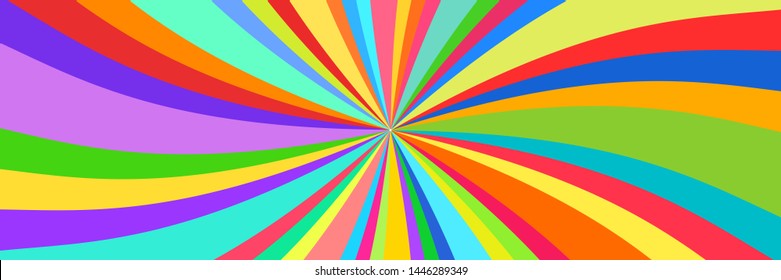 Kaleidoscope Banner, Abstract Background, Sun of Colored Ribbons, Colorful Rays, Star Burst, Vector Illustration