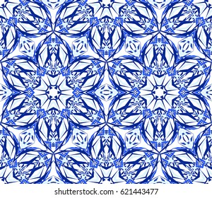 Kaleidoscope Blue Star Flower Pattern