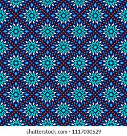 Kaleidoscope of colored snowflakes