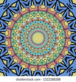 Kaleidoscope and colorful background. Hand drawn vector illustration. Islam, Arabic, Indian, turkish, pakistan, chinese, ottoman motifs