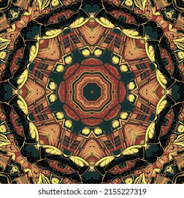 Kaleidoscope colorful flower. Bright illustration for design. Seamless pattern