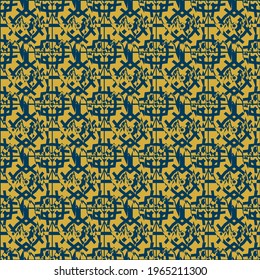 kaleidoscope cross Pattern abstract Imitation gold with blue design seamless patterns. A seamless vector background. blue with Imitation gold ornament. Graphic modern pattern. Simple graphic design.