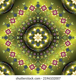 Kaleidoskop-Design, Sindhi-Dschungelmuster für die Textilgestaltung.