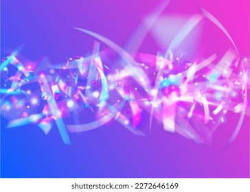 Kaleidoscope Effect. Metal Carnaval Gradient. Blur Design. Modern Art. Falling Glare. Neon Tinsel. Fiesta Foil. Purple Party Background. Blue Kaleidoscope Effect