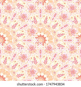 Kaleidoscope floral seamless ornament. Islamic ethnic vector graphic design. Tangle stylish mandala flower seamless pattern. Wrapping paper print.