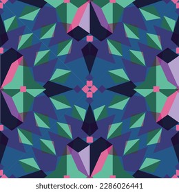 KALEIDOSCOPE GEOMETRIC ALL OVER PRINT SEAMLESS PATTERN VECTOR