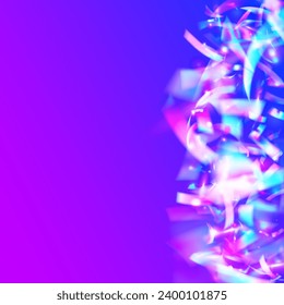 Kaleidoscope Glare. Bright Art. Shiny Flare. Glitch Background. Violet Laser Glitter. Transparent Confetti. Metal Carnaval Decoration. Flying Foil. Pink Kaleidoscope Glare