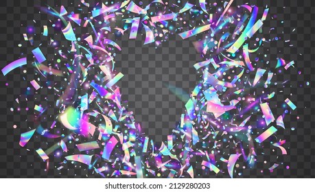 Kaleidoscope Glare. Hologram Tinsel. Retro Festival Illustration. Unicorn Foil. Laser Banner. Blue Shiny Sparkles. Transparent Background. Fantasy Art. Pink Kaleidoscope Glare