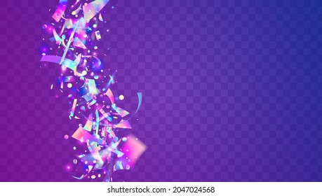 Kaleidoscope Glitter. Transparent Texture. Webpunk Foil. Retro Flyer. Metal Celebrate Decoration. Modern Art. Purple Disco Background. Rainbow Tinsel. Blue Kaleidoscope Glitter
