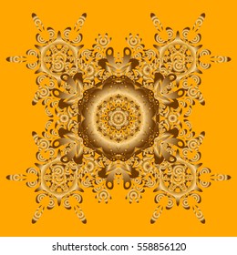Kaleidoscope, medallion, yoga, india, arabic. Geometric circle vector element. Ornament yellow gold card with mandala. Tribal, Boho, Bohemian style.