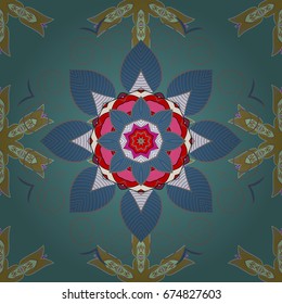 Kaleidoscope, medallion, yoga, india, arabic. Tribal, Boho, Bohemian style. Geometric circle vector element. Ornament colored card with mandala.