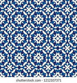 Kaleidoscope ornament. Stylized stained glass mosaic background. Ethnic and tribal wallpaper. Repeated abstract geometric figures. Ornamental seamless surface pattern. Digital paper, textile print
