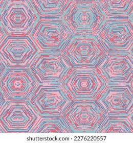 Ein Kaleidoskop-Muster, das durch Linien und Flecken natürlicher Steinstruktur gebildet wird. Erstaunliche natürliche rosa Muster und Texturen von Scheiben aus braunen und weißen Mineralien. Das Bild mit dem Spiegeleffekt.