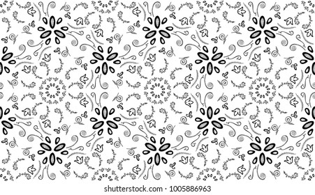 Kaleidoscope  pattern vector.  Floral design element for wallpaper, scrapbooking, fabric. Monochrome background.