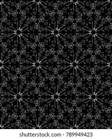 Kaleidoscope  pattern vector.  Floral design element for wallpaper, scrapbooking, fabric. Monochrome background.