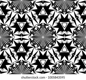 Kaleidoscope  pattern vector.  Psychedelic design element for wallpaper, scrapbooking, fabric. Monochrome fantastic background.