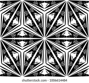 Kaleidoscope  pattern vector.  Psychedelic design element for wallpaper, scrapbooking, fabric. Monochrome fantastic background.